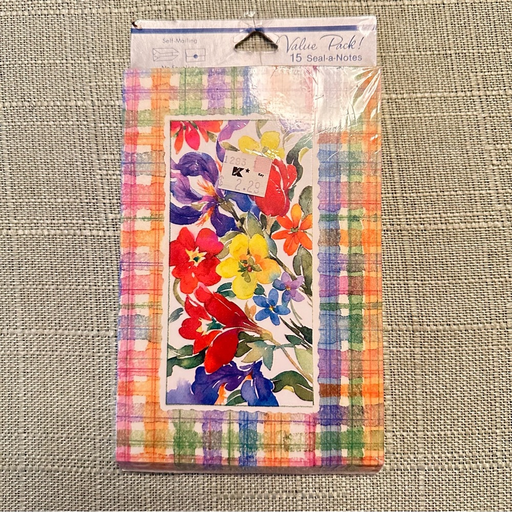 Vintage Sangamon “Seal-a-Note” Floral Watercolor Greeting Cards – Set of 15